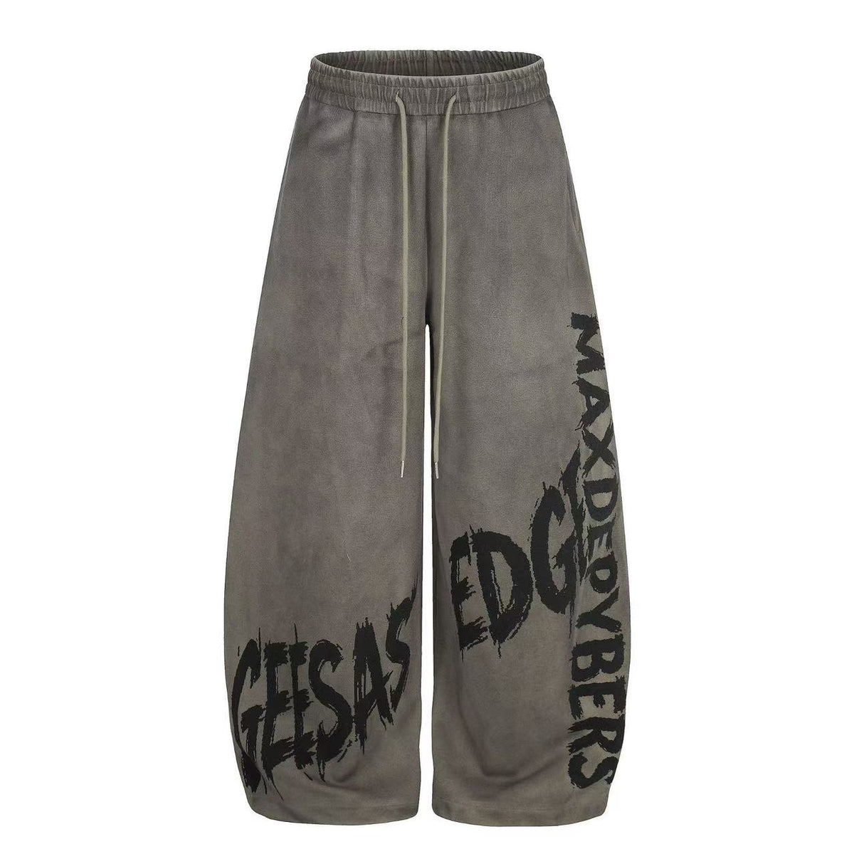 Wash Grunge Brush Letter Print Wide-Leg Sweatpants