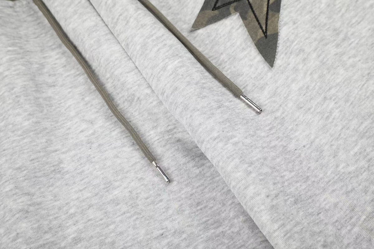 Color Block Camo Waist Yoke & Star Patch Wide-Leg Sweatpants