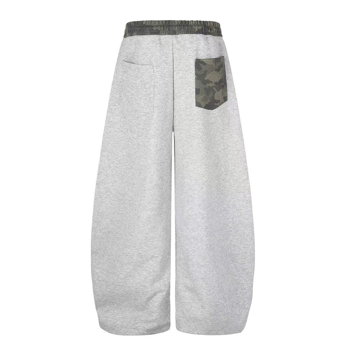Color Block Camo Waist Yoke & Star Patch Wide-Leg Sweatpants