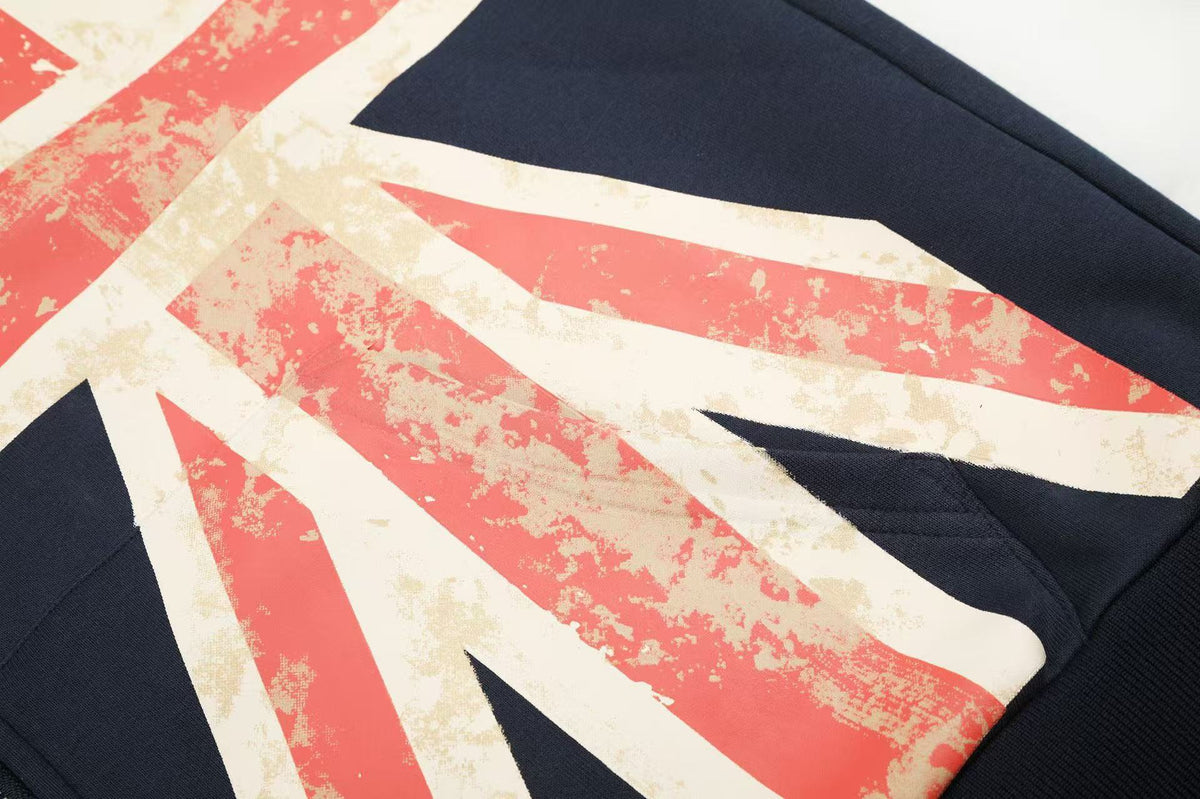 Vintage Union Flag Faux Fur Zip Up Hooded