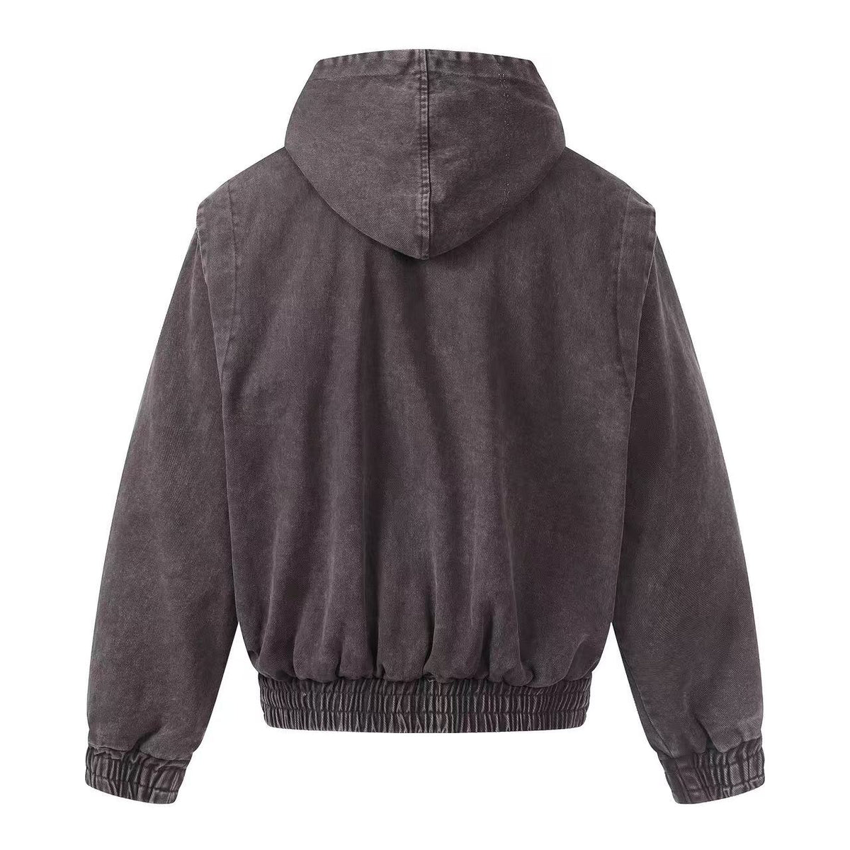 Washed Vintage Metal Buckle Hooded Cropped Jacket