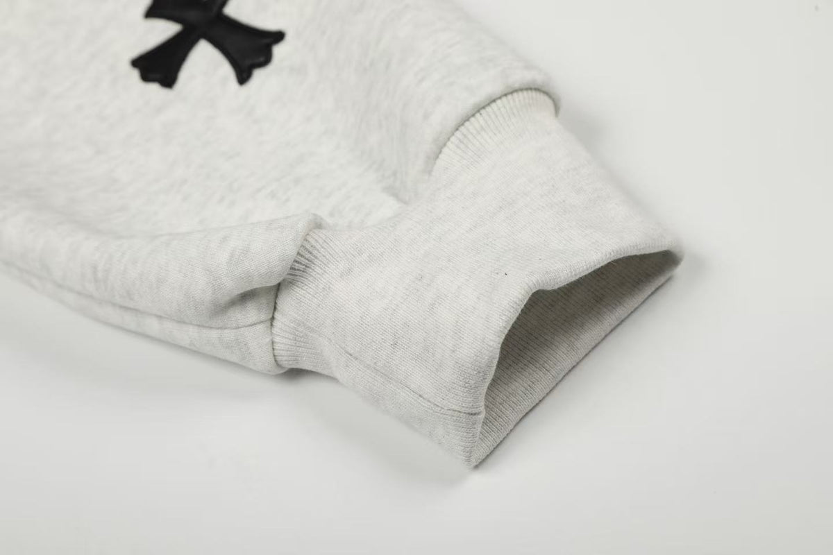 Cross & Fleur-de-lis Patch Full Zip Hoodie