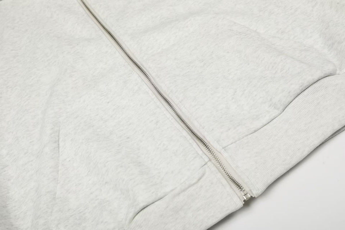 Cross & Fleur-de-lis Patch Full Zip Hoodie