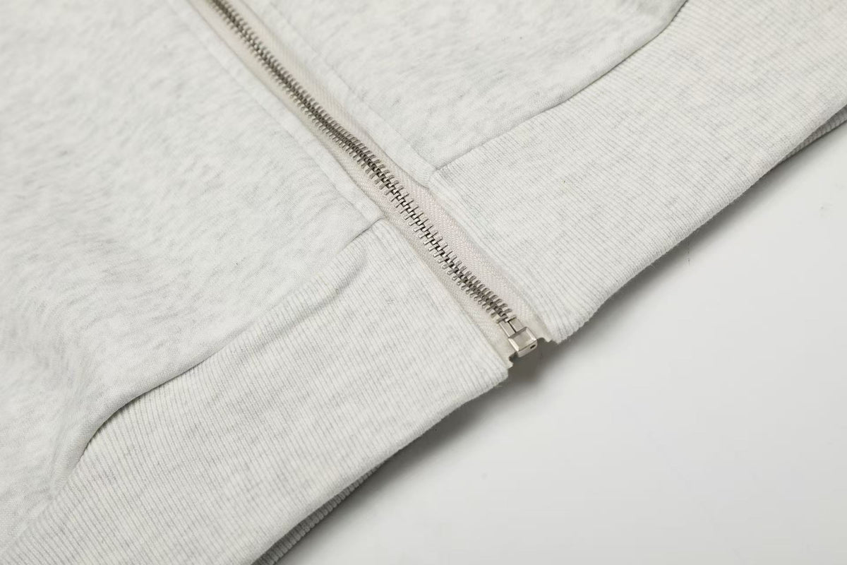Cross & Fleur-de-lis Patch Full Zip Hoodie