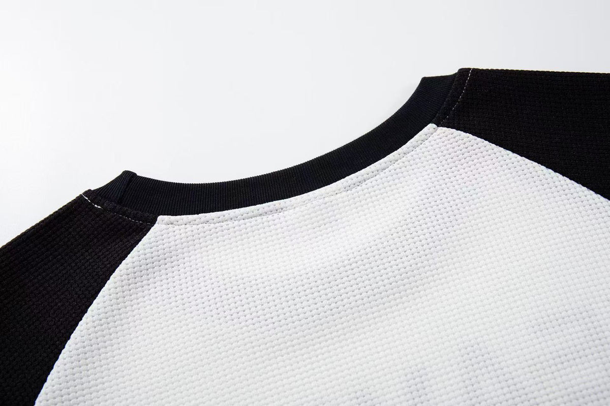 Raglan Band Poster Waffle Knit Long Sleeve