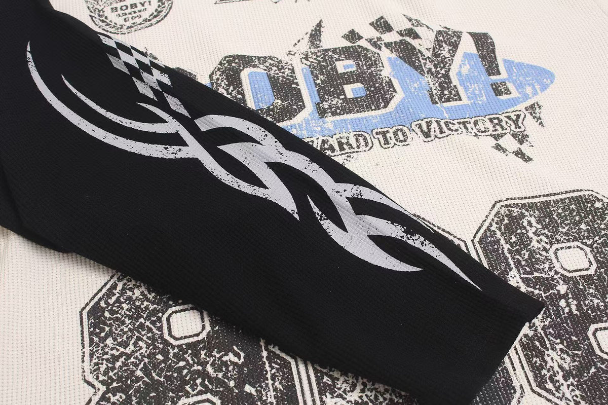 Vintage Racing 888 Graphic Waffle Knit Long Sleeve