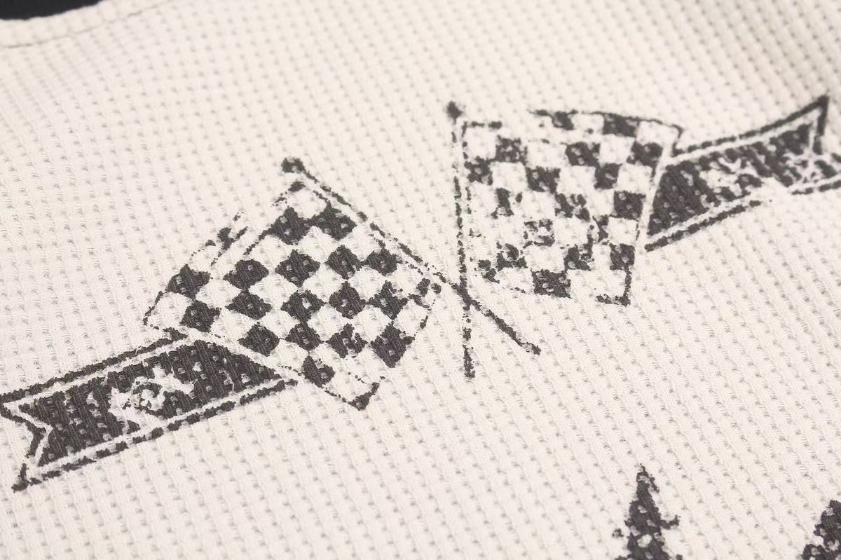 Vintage Racing 888 Graphic Waffle Knit Long Sleeve