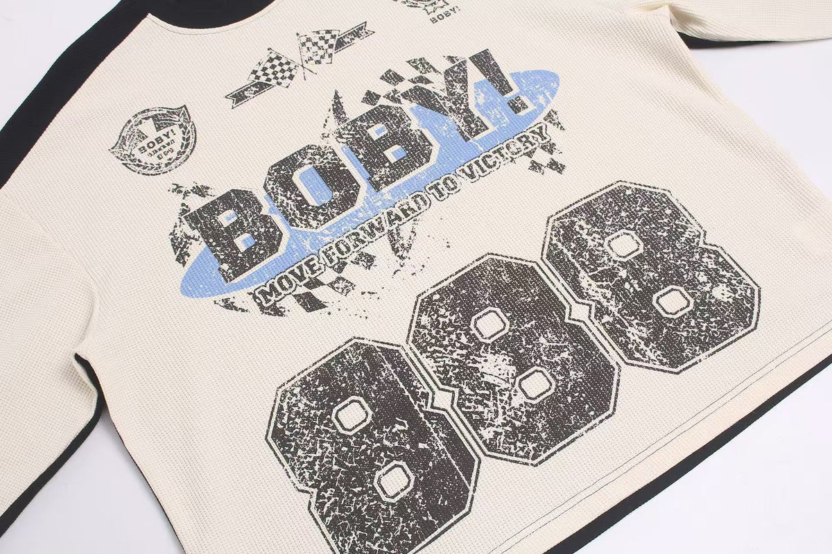 Vintage Racing 888 Graphic Waffle Knit Long Sleeve