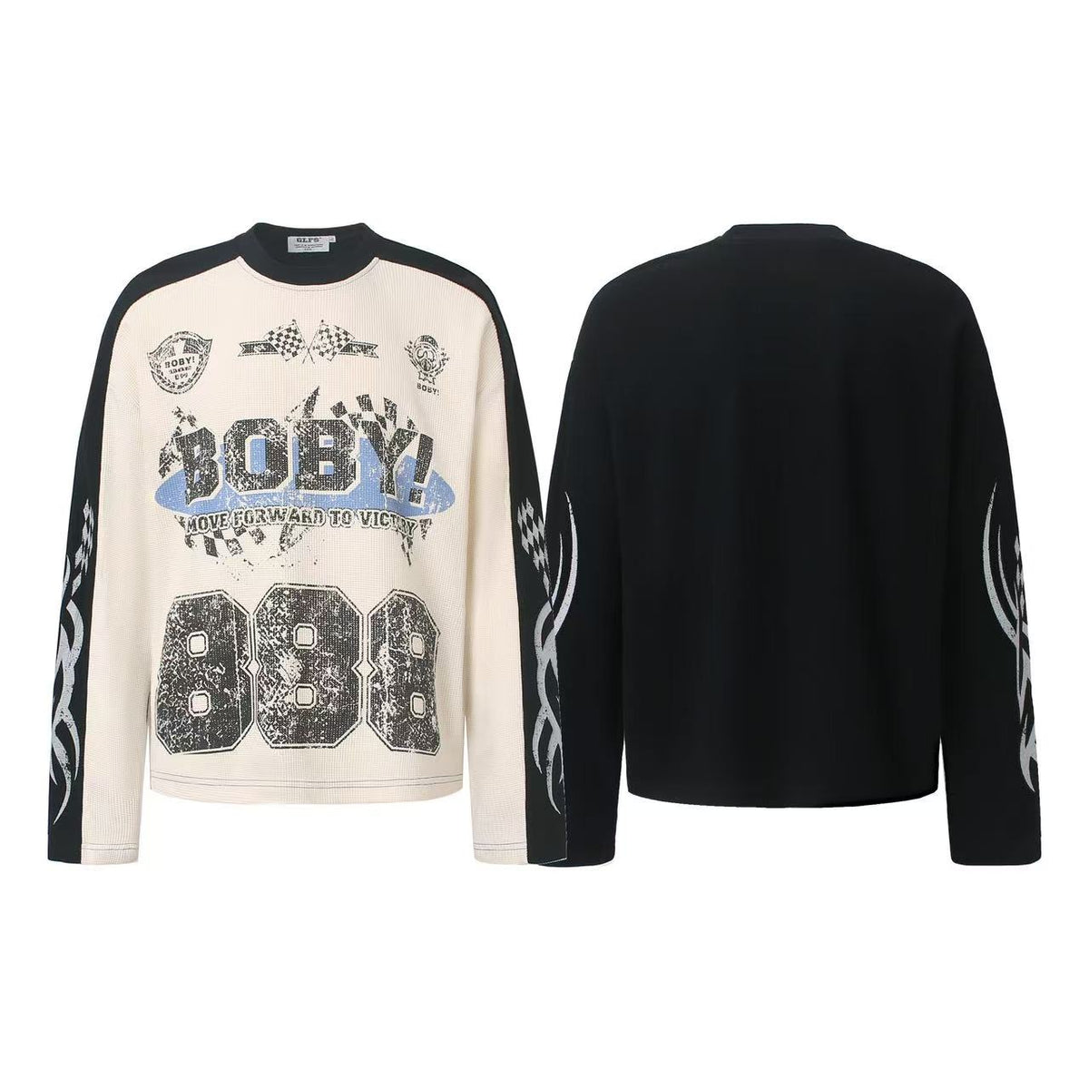 Vintage Racing 888 Graphic Waffle Knit Long Sleeve