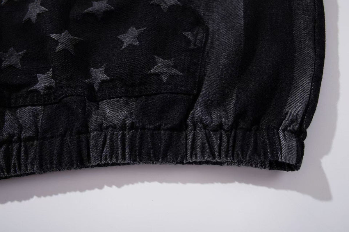 Vintage Washed Star and Vertical Stripe Raglan Hoodie