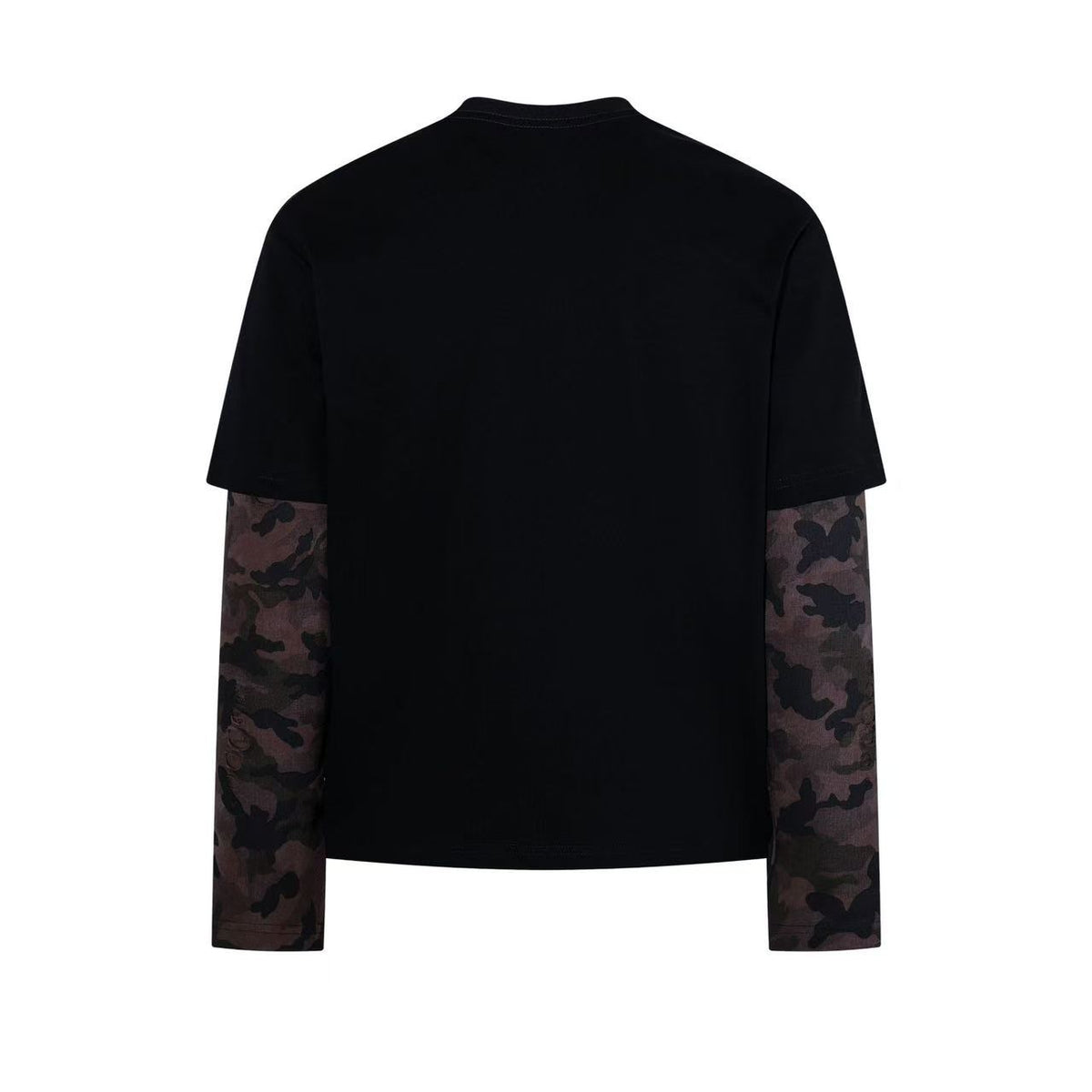 Vintage Poster Portrait Camo Sleeve Fake Two-Piece Long Sleeve