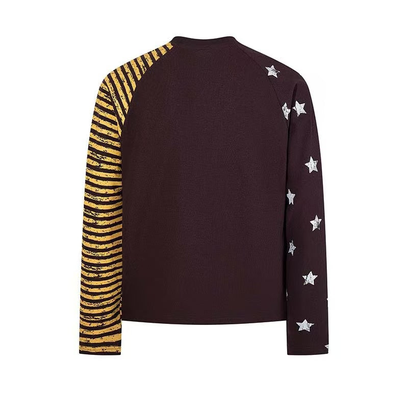 Vintage Band Poster Star Stripe Waffle Raglan Long Sleeve