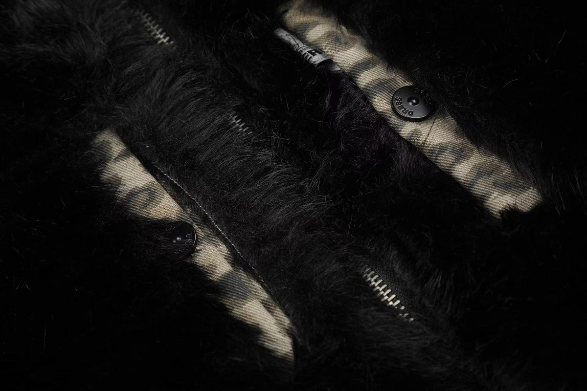 Reversible Leopard Print & Solid Faux Fur Jacket
