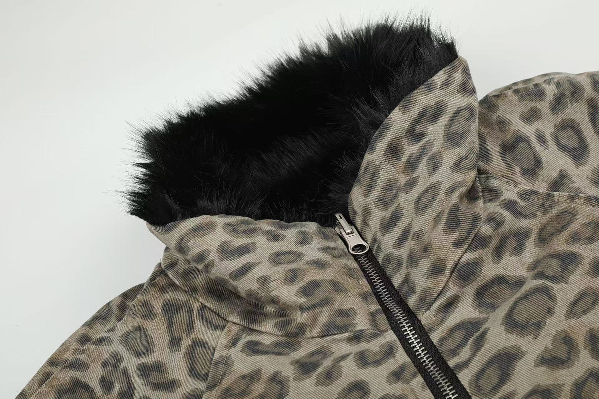 Reversible Leopard Print & Solid Faux Fur Jacket