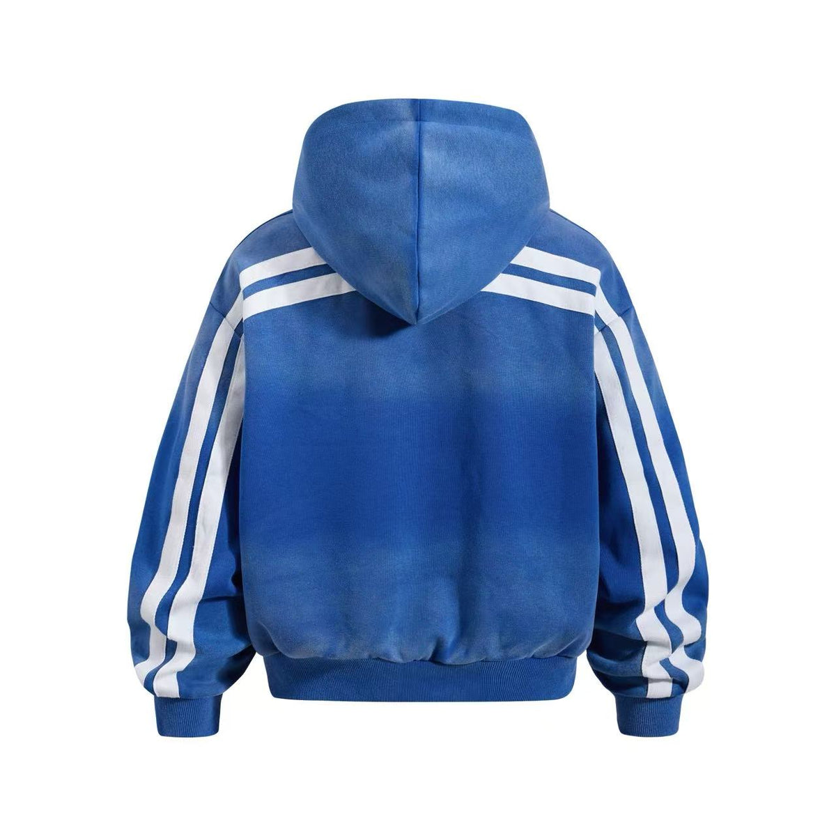 (Pre-Sell)Vintage Washed Distressed Crest Embroidered Letter Print Zip Up Hoodie