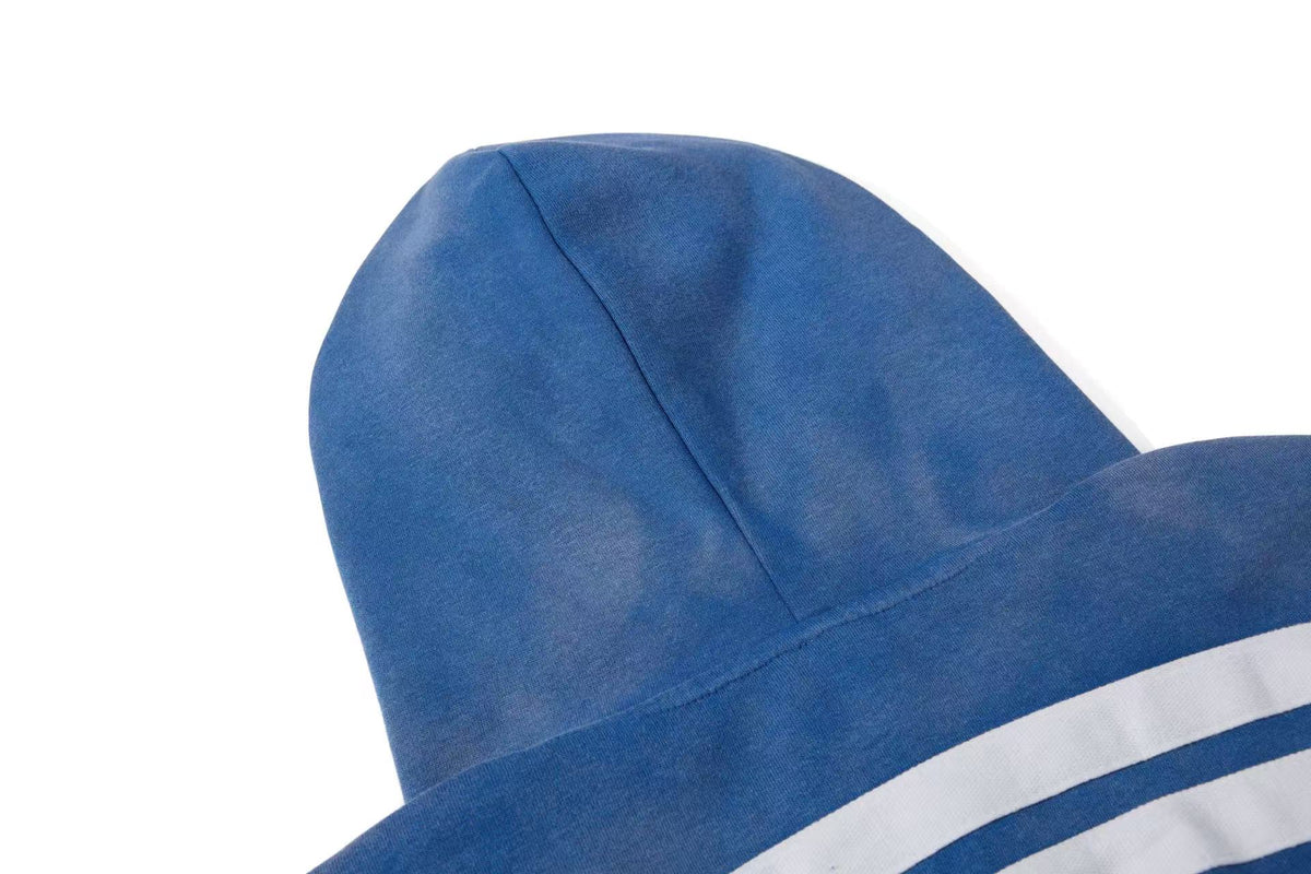 (Pre-Sell)Vintage Washed Distressed Crest Embroidered Letter Print Zip Up Hoodie