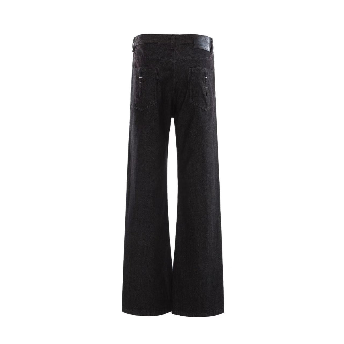 Hand Stitch Decor Black Washed Flare Jeans