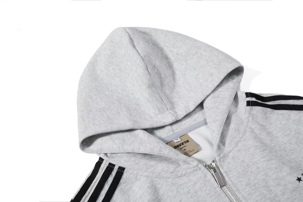 (Pre-Sell) 3-Striped Sleeve Graffiti 23 Crest Print Zip Up Hoodie