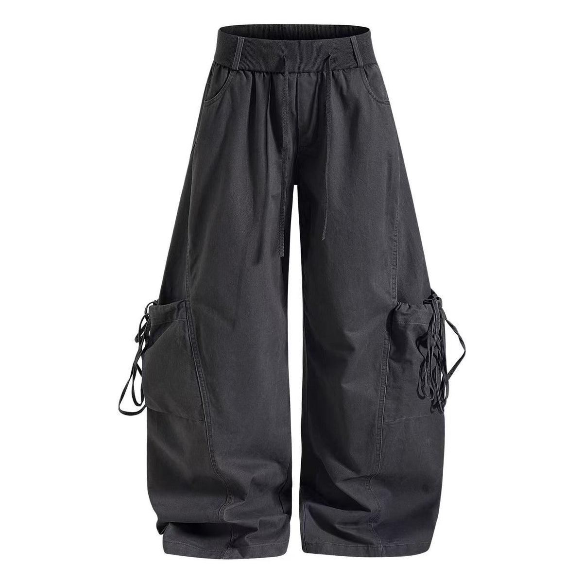 Vintage Baggy Wide Leg Lace-up Pocket Cargo Pants