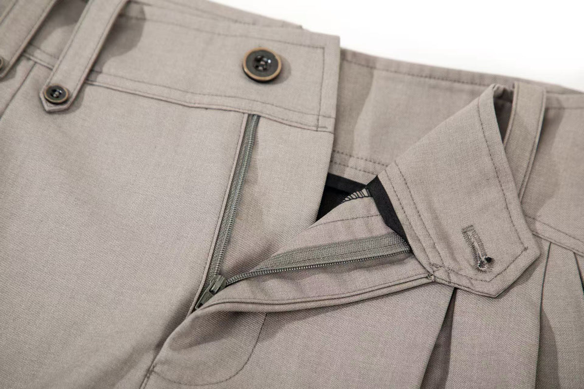 High Waist Pleated Wide-Leg Suit Pants