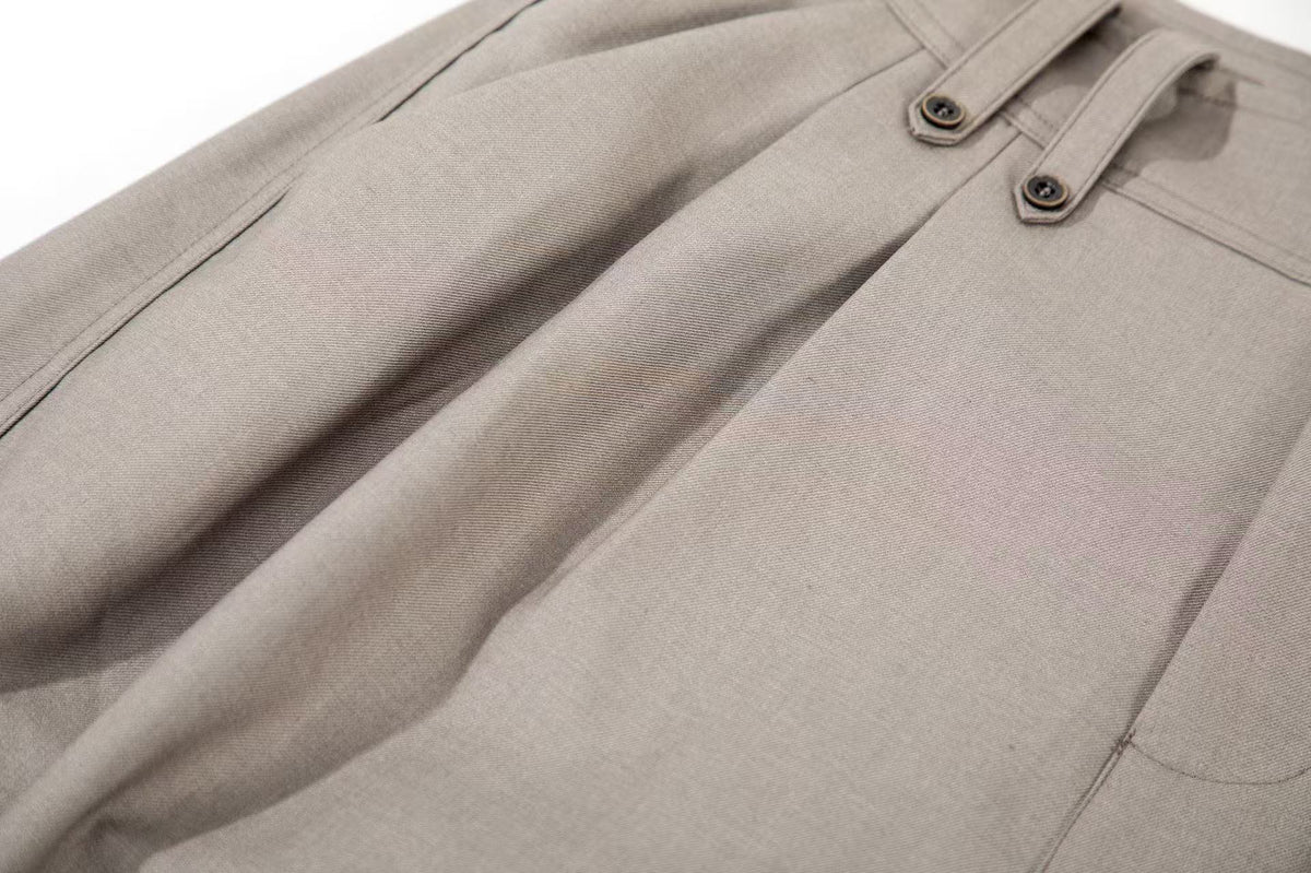 High Waist Pleated Wide-Leg Suit Pants