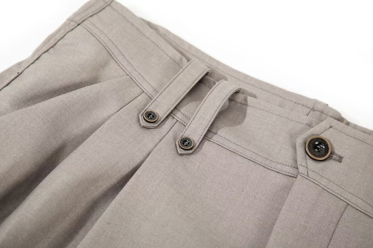 High Waist Pleated Wide-Leg Suit Pants