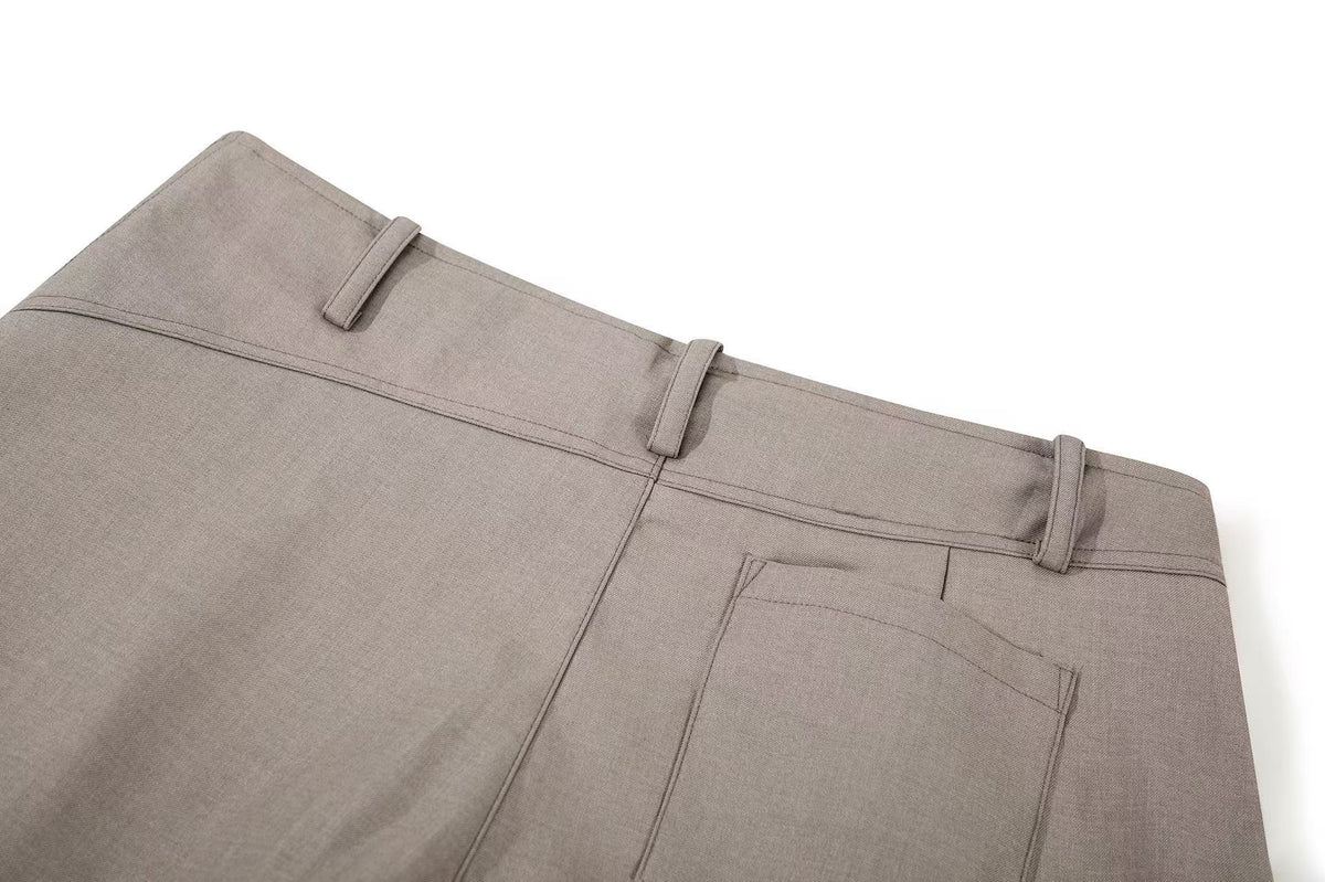 High Waist Pleated Wide-Leg Suit Pants