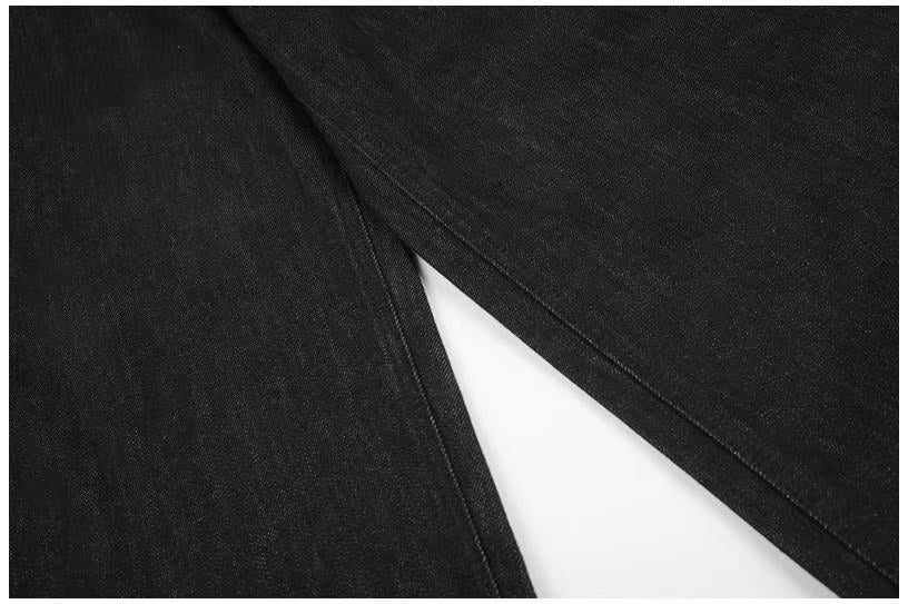 Vintage Star & Script Letter Print Black Baggy Wide Leg Jeans