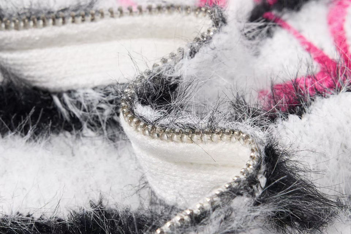 Zebra Stripe Fuzzy Zip Up Hooded Jacket