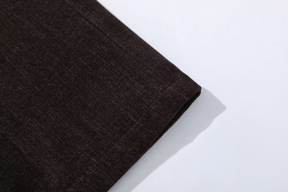 High Waist Button Front Pleated Wide Leg Wool Blend Suit Pants