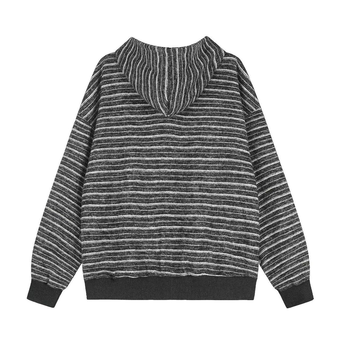 Striped Star Embroidery Zip-Up Hoodie