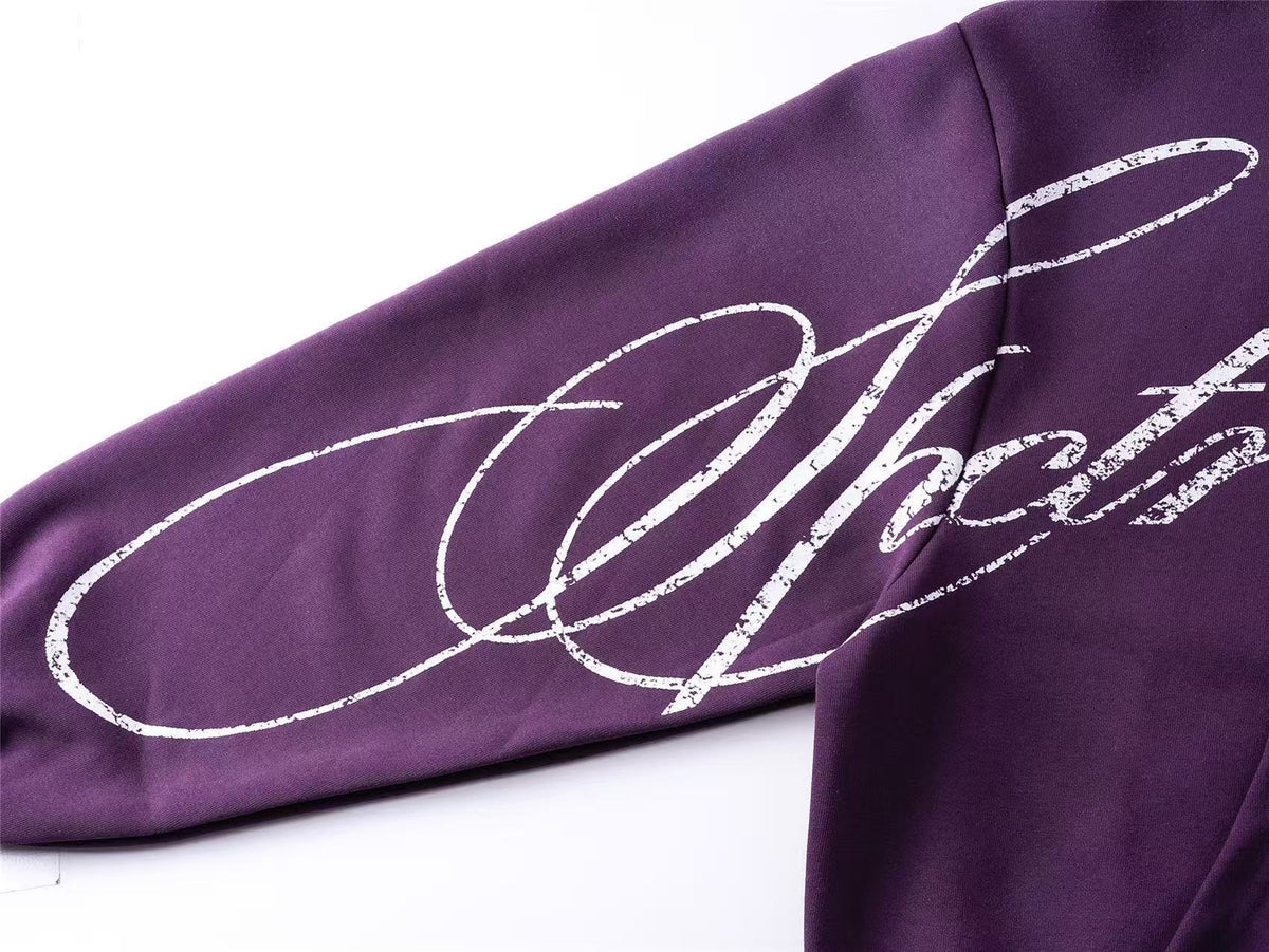 Streetwear Cursive Script Graffiti Full Zip Hoodie