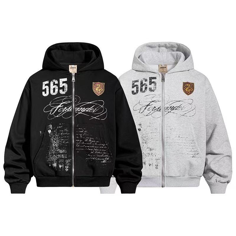 Vintage 565 Shield Graphic Zip-Up Hoodie