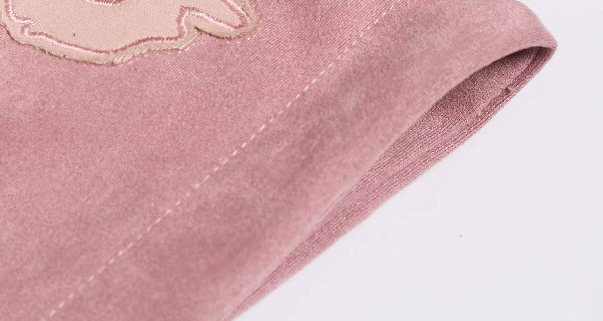 Vintage Suede Letter Embroidery Zip-Up Hoodie