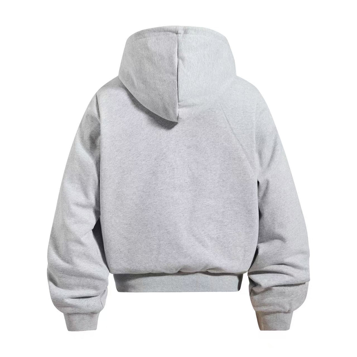 Cropped Cursive Script Print Zip-Up Hooded Jacket