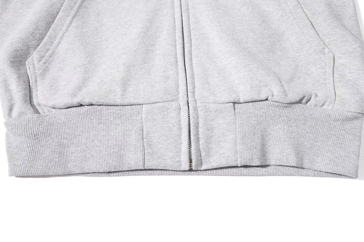 Cropped Cursive Script Print Zip-Up Hooded Jacket