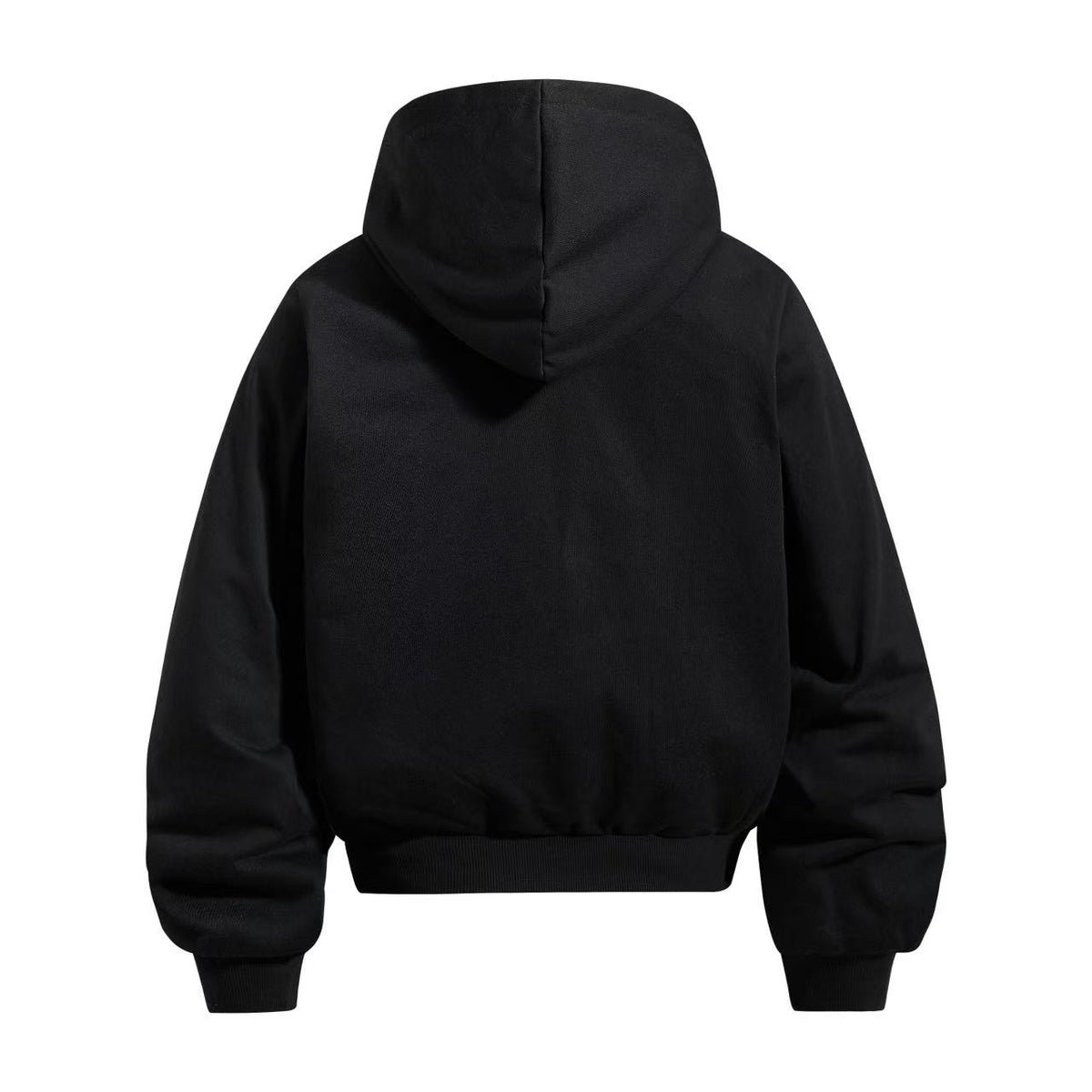 Cropped Cursive Script Print Zip-Up Hooded Jacket