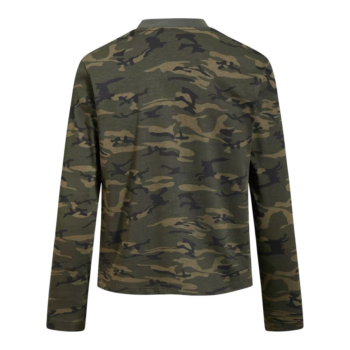 Cropped Mock Neck Cursive Script Print Long Sleeve