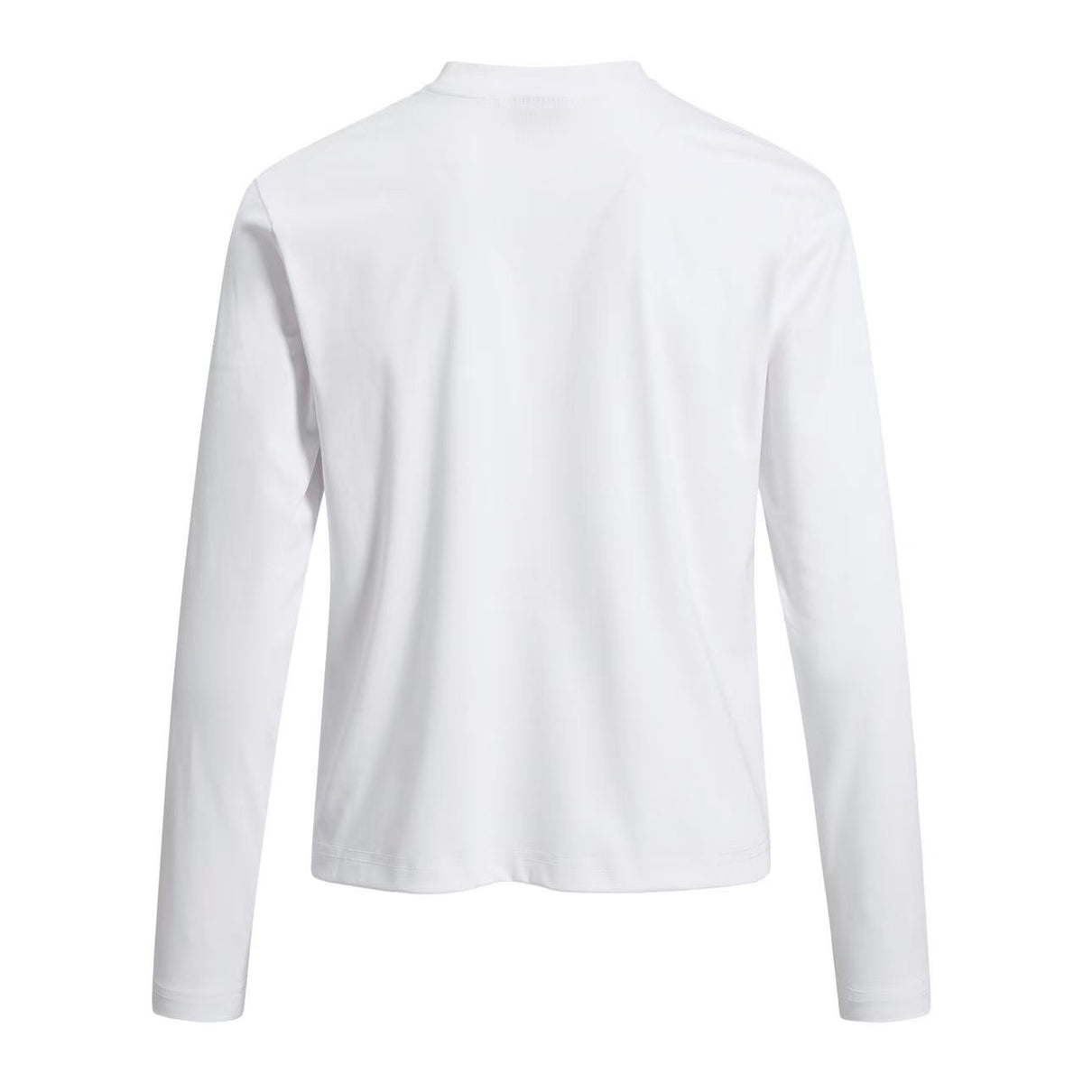 Cropped Mock Neck Cursive Script Print Long Sleeve