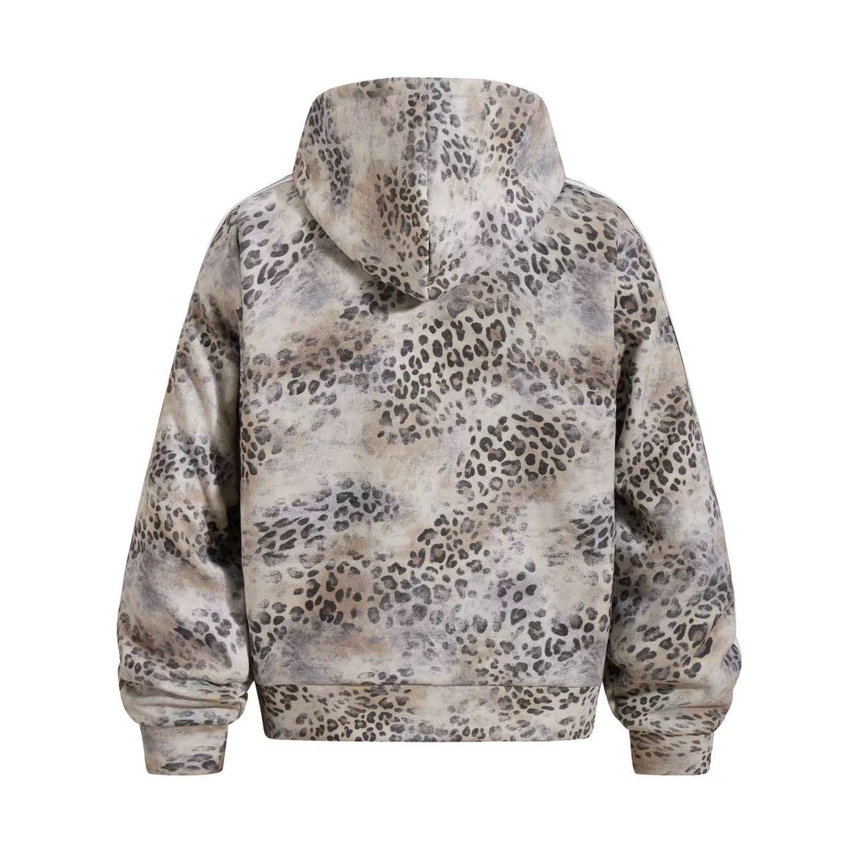 Cropped Vintage Leopard Tiger Embroidery Striped Sleeve Hooded Jacket