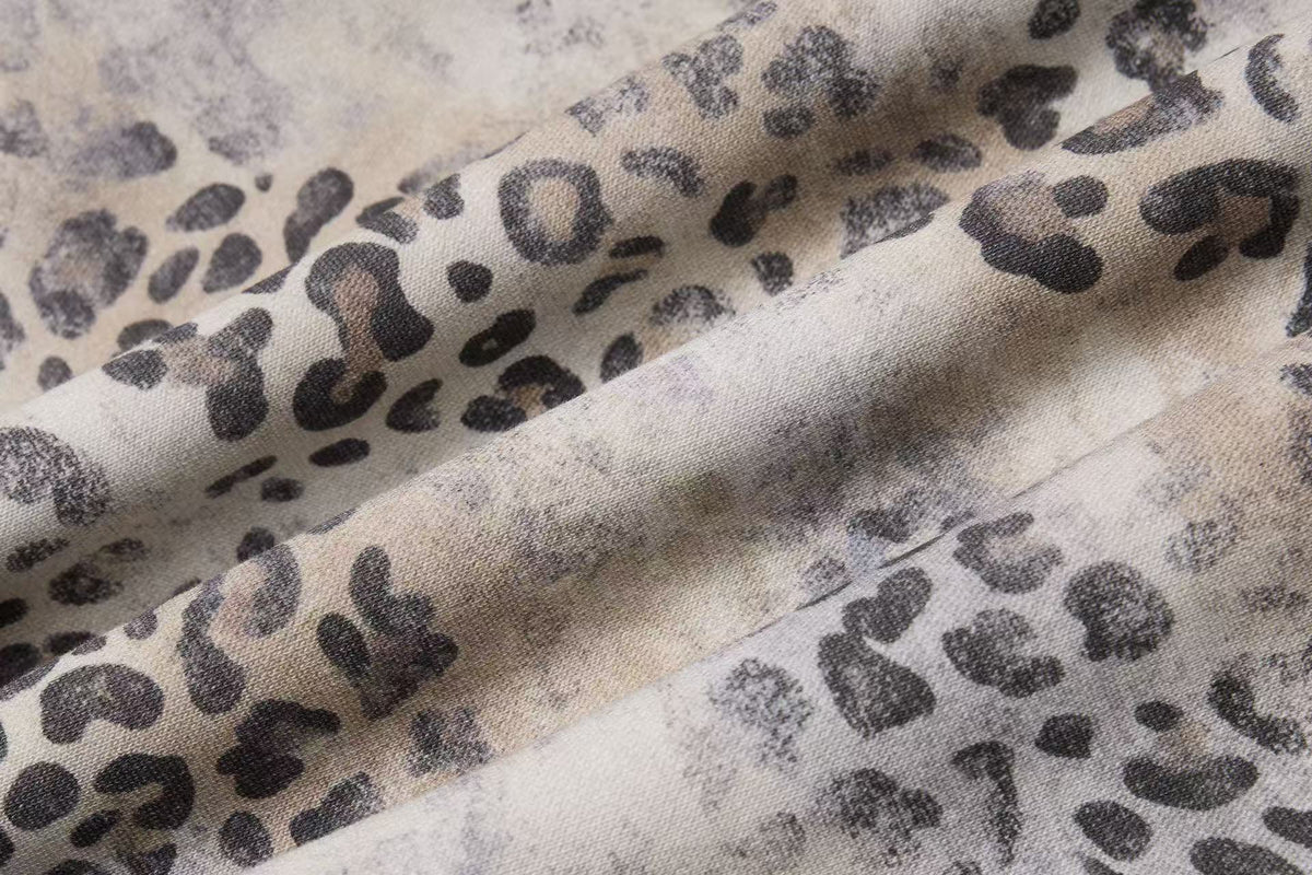 Cropped Vintage Leopard Tiger Embroidery Striped Sleeve Hooded Jacket