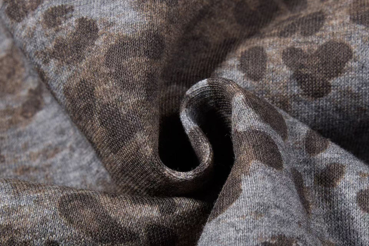 Cropped Vintage Leopard Tiger Embroidery Striped Sleeve Hooded Jacket