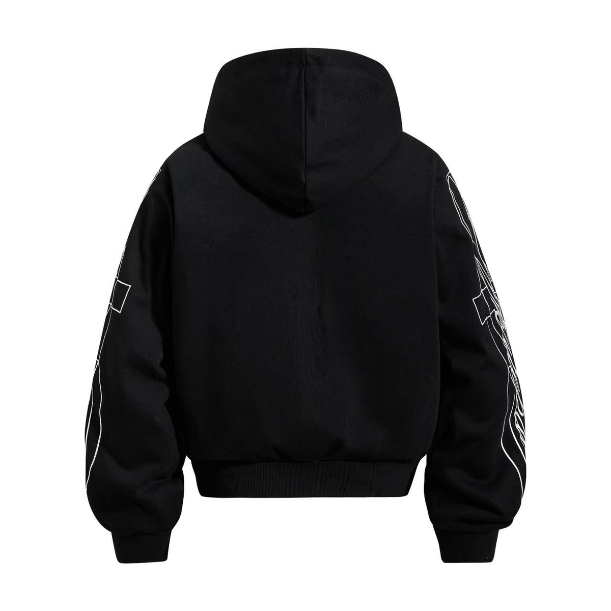 Cropped Skeleton Horseman Graphic Flame Print Sleeve Hooded Jacket