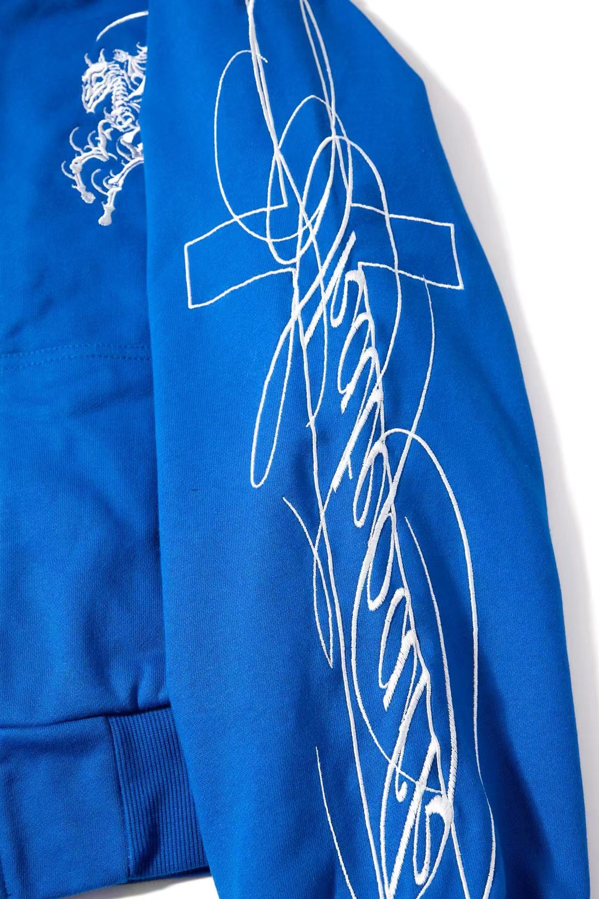 Cropped Skeleton Horseman Graphic Flame Print Sleeve Hooded Jacket