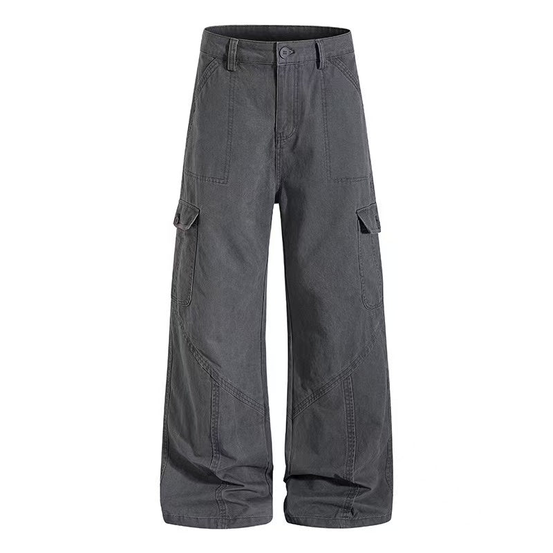 Vintage Washed Wide Leg Cargo Pants