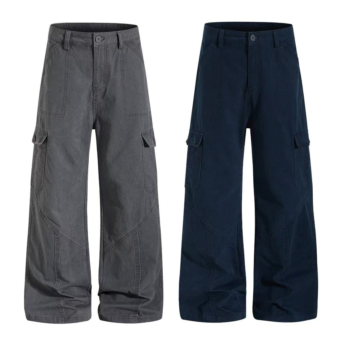 Vintage Washed Wide Leg Cargo Pants