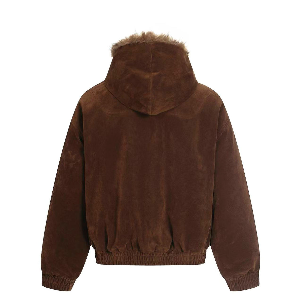 Vintage Metal Toggle Buckle Suede Fleece Lined Hooded Jacket