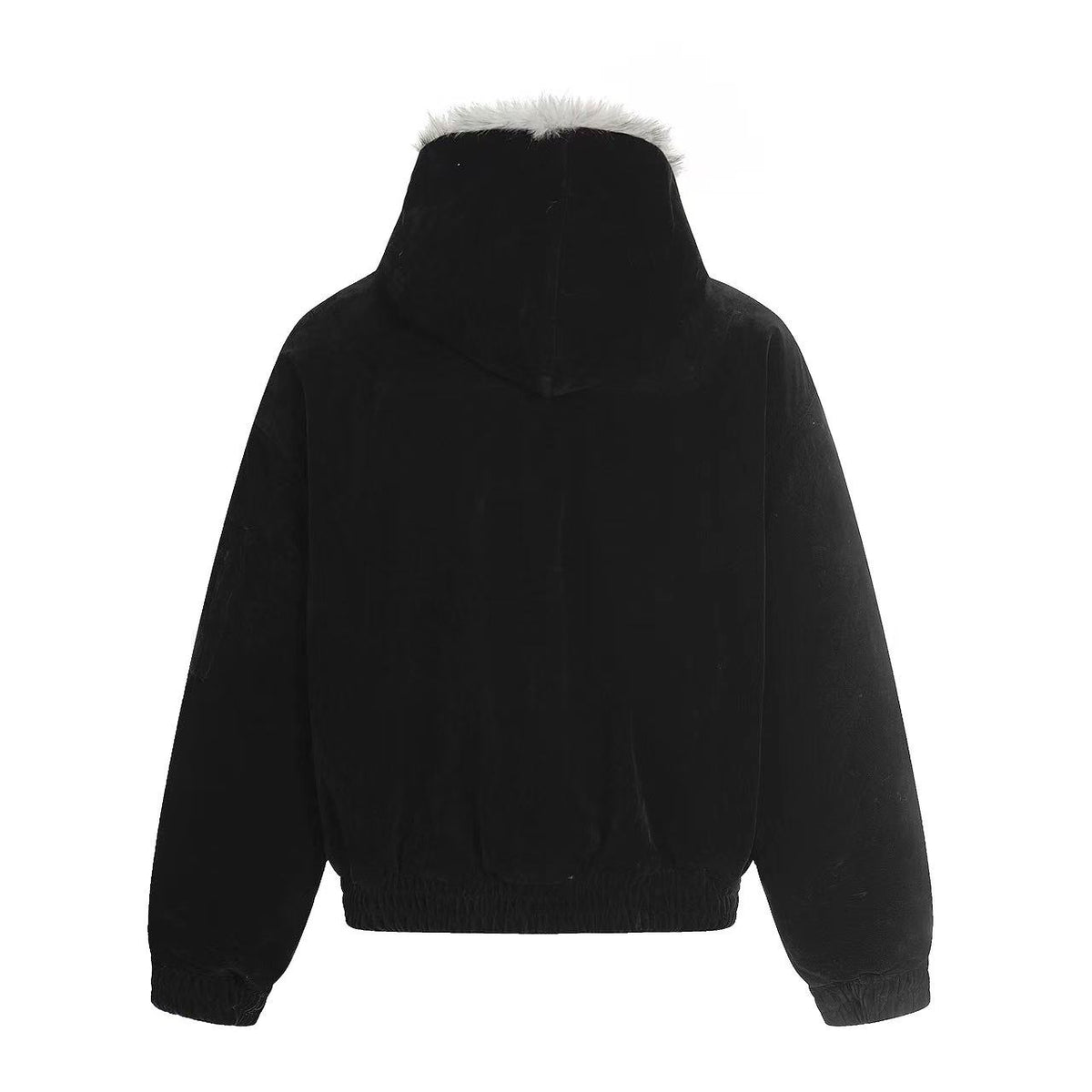 Vintage Metal Toggle Buckle Suede Fleece Lined Hooded Jacket