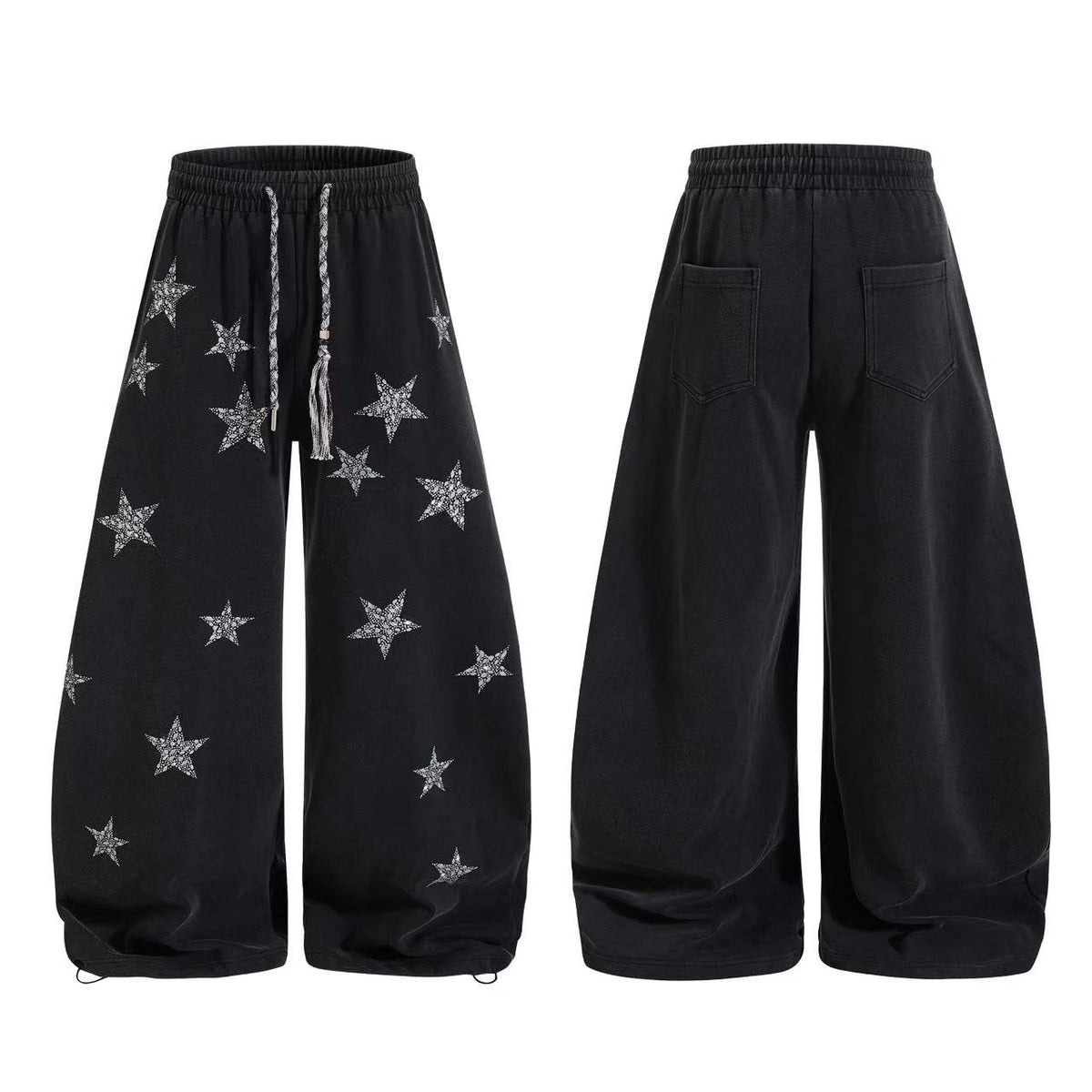 Star Rhinestone Baggy Wide-Leg Sweatpants