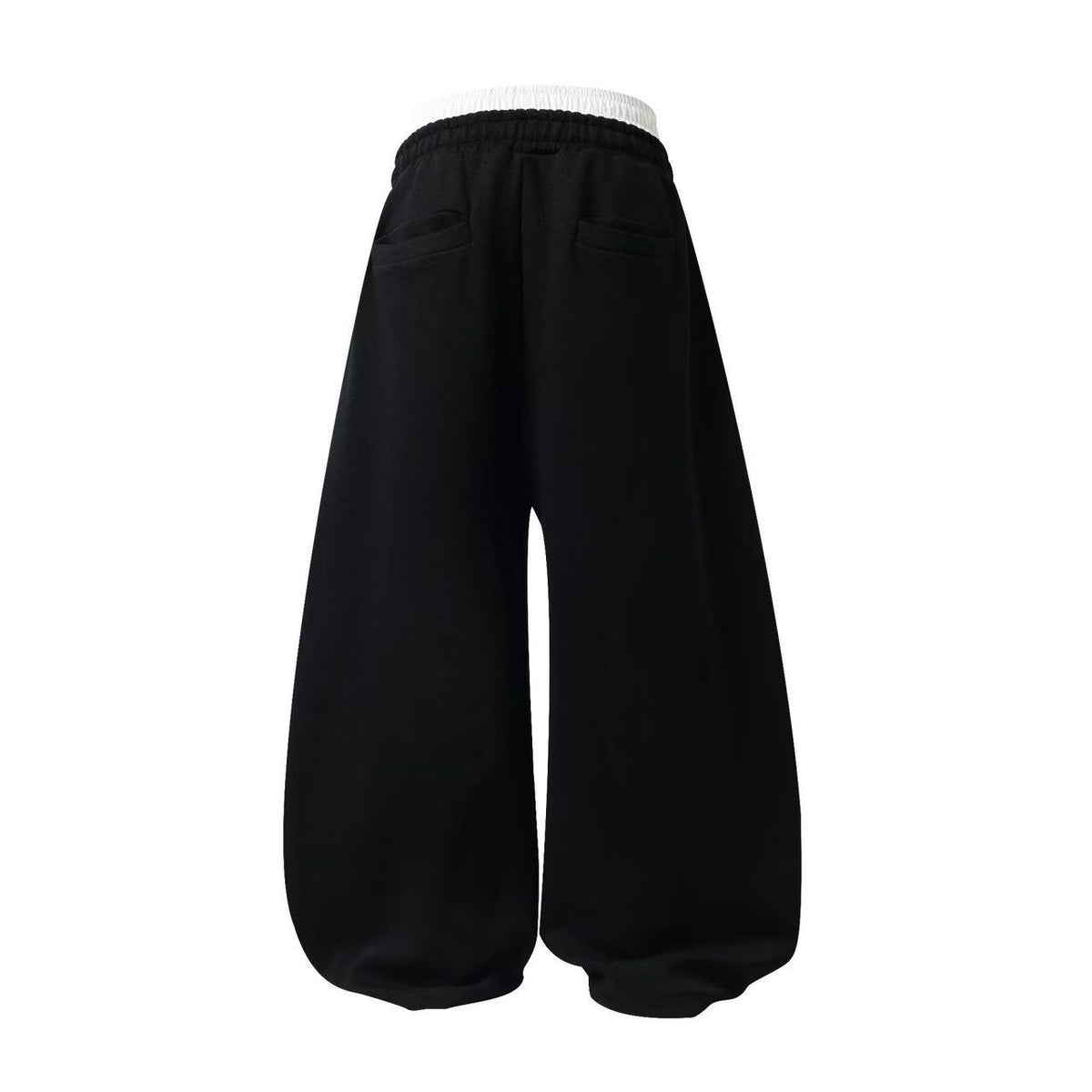 Unisex Washed Barcode Print Side Striped Wide Leg Sweatpants
